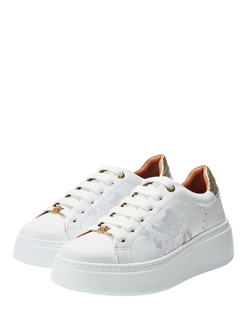 Product image 2 of 4, which shows Moda in Pelle Ambretta Leather Trainers, White, 3