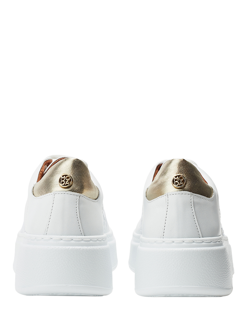 Product image 3 of 4, which shows Moda in Pelle Ambretta Leather Trainers, White, 3