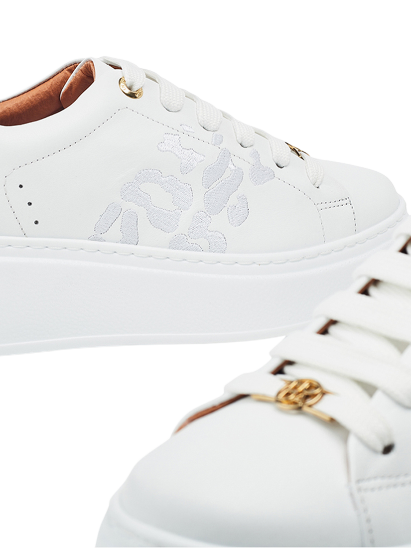 Product image 4 of 4, which shows Moda in Pelle Ambretta Leather Trainers, White, 3