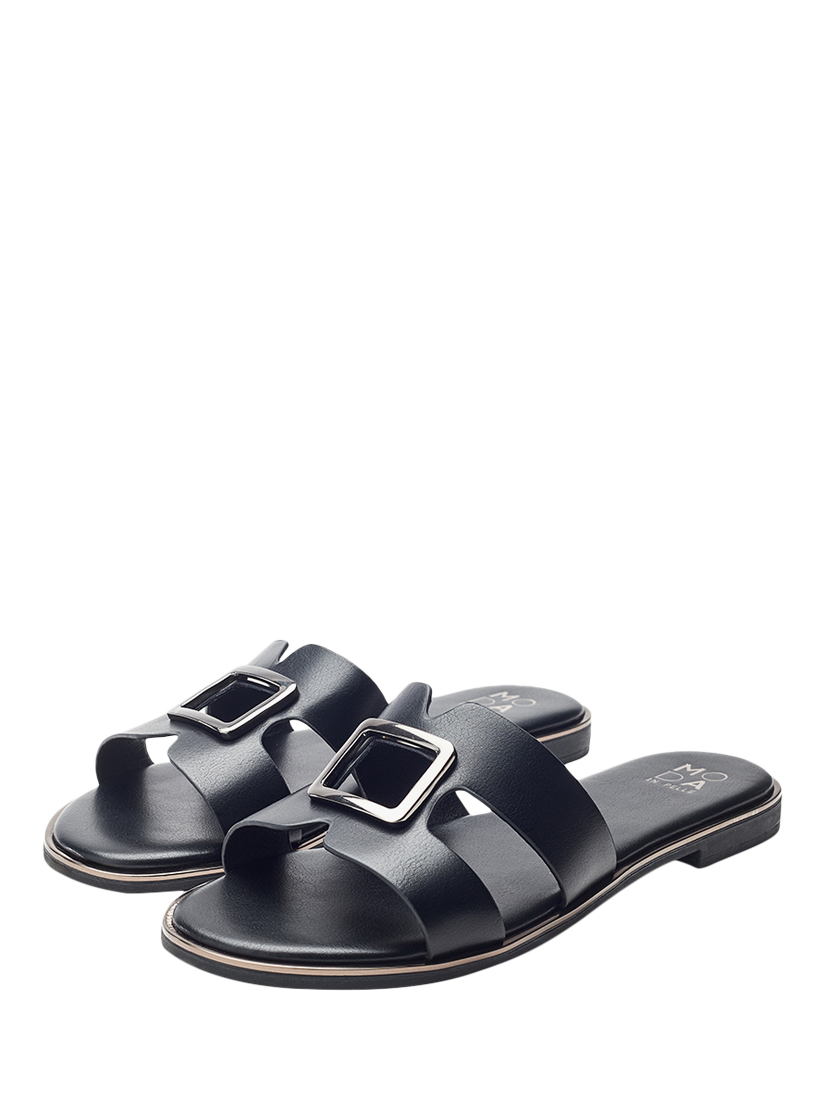 Product image 2 of 4, which shows Moda in Pelle Jeanie Slider Sandals, Black, 3