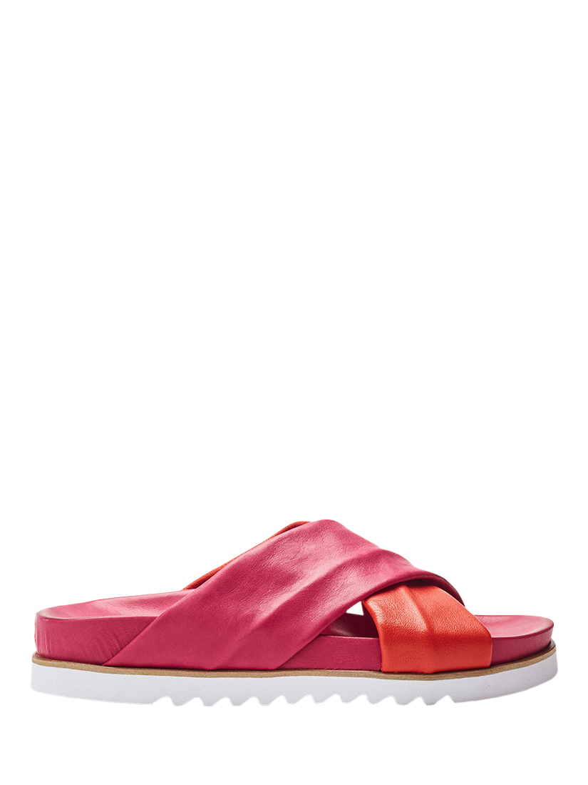 Product image 1 of 4, which shows Moda In Pelle Jessa Leather Cross-Over Flatform Sandals, Pink/Red, 3