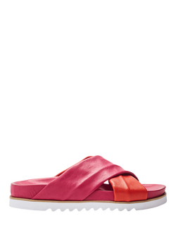 Moda In Pelle Jessa Leather Cross-Over Flatform Sandals, Pink/Red, Pink/Red