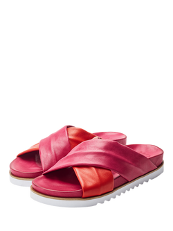 Moda In Pelle Jessa Leather Cross-Over Flatform Sandals, Pink/Red - view 2, Pink/Red