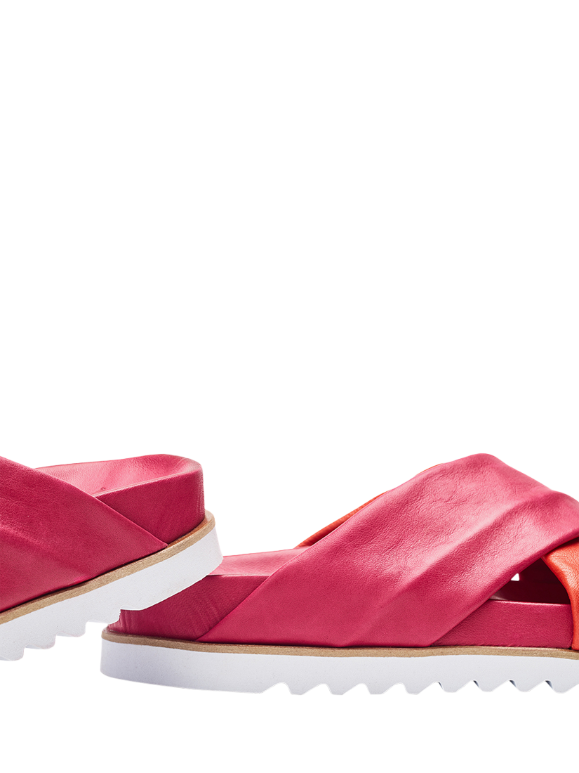 Product image 4 of 4, which shows Moda In Pelle Jessa Leather Cross-Over Flatform Sandals, Pink/Red, 3