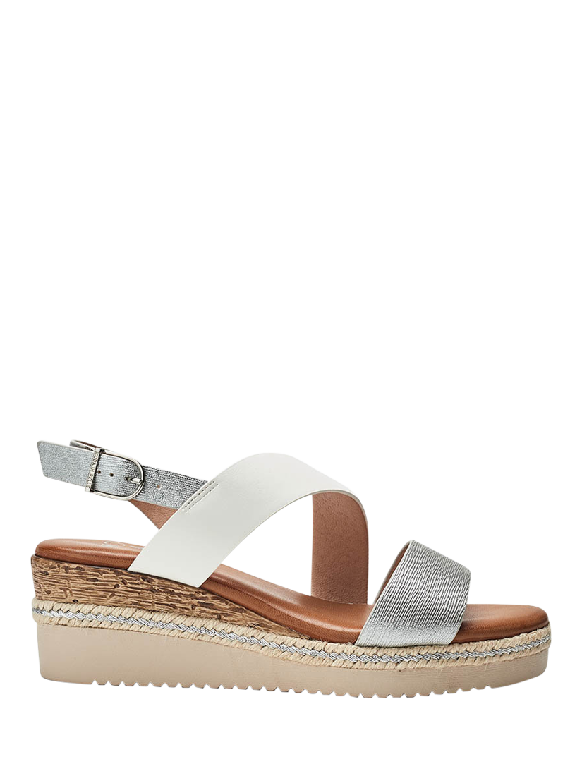 Product image 1 of 4, which shows Moda in Pelle Joani Cross Strap Sandals, White - Silver, 3