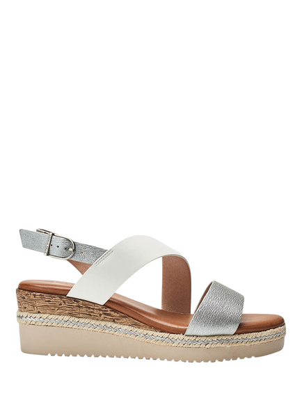 Moda in Pelle Joani Cross Strap Sandals, White/Silver