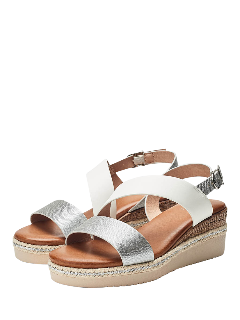 Product image 2 of 4, which shows Moda in Pelle Joani Cross Strap Sandals, White - Silver, 3