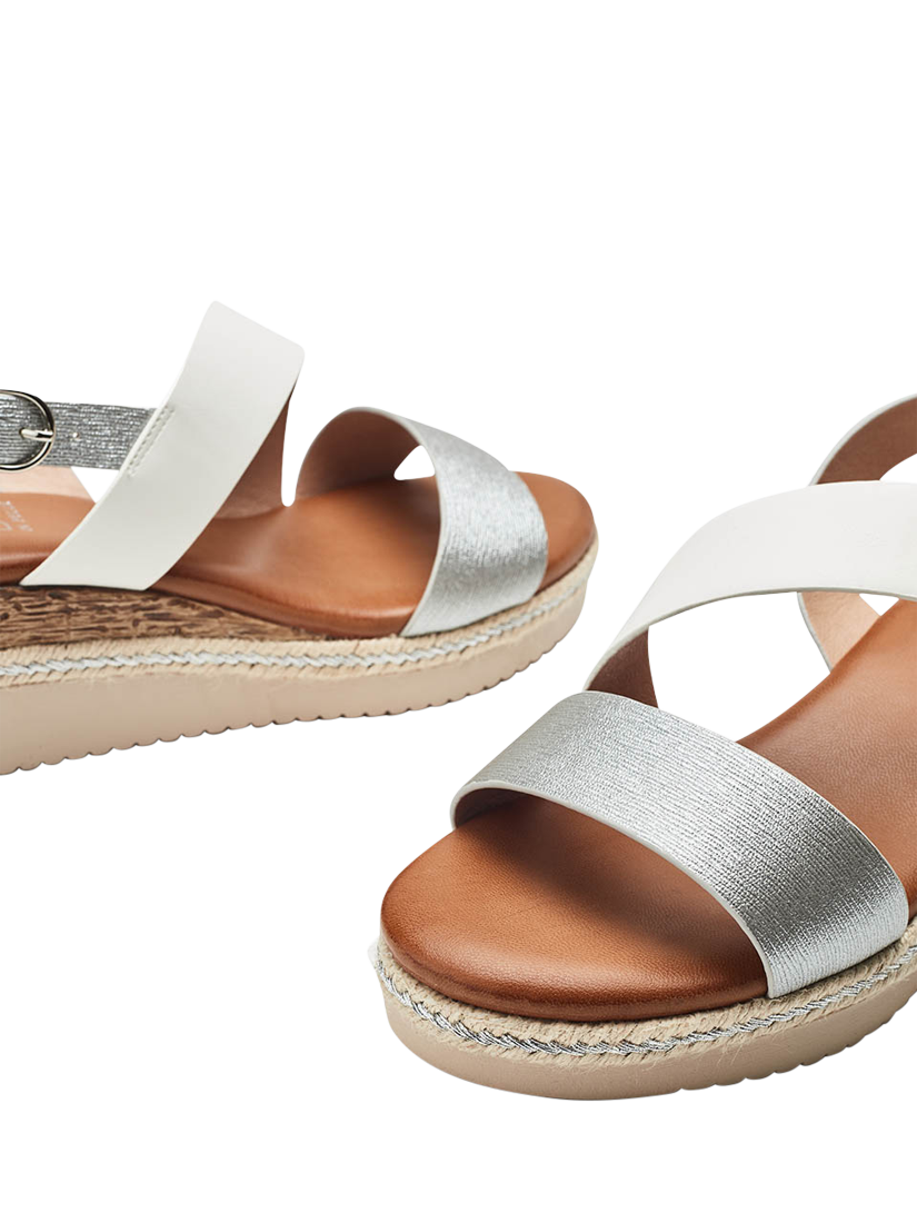 Product image 3 of 4, which shows Moda in Pelle Joani Cross Strap Sandals, White - Silver, 3