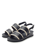 Moda in Pelle Kyraa Textile Sandals, Black