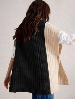 White Stuff Ava Contrast Wool Blend Poncho Jumper - view 2, Grey/Multi