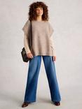 White Stuff Diamond Wool Blend Short Sleeve Round Neck Poncho