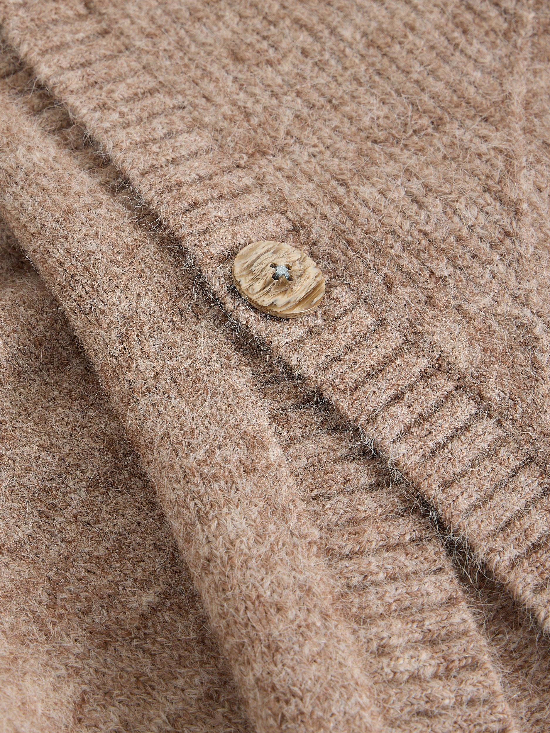 Product image 6 of 6, which shows White Stuff Diamond Wool Blend Short Sleeve Round Neck Poncho, Lgt Nat, L