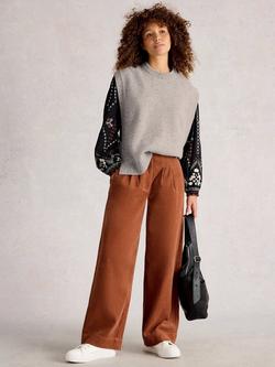 White Stuff Tanya Wool Blend Cap Sleeve Crew Neck Poncho, Grey Marl