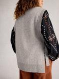 White Stuff Tanya Wool Blend Cap Sleeve Crew Neck Poncho