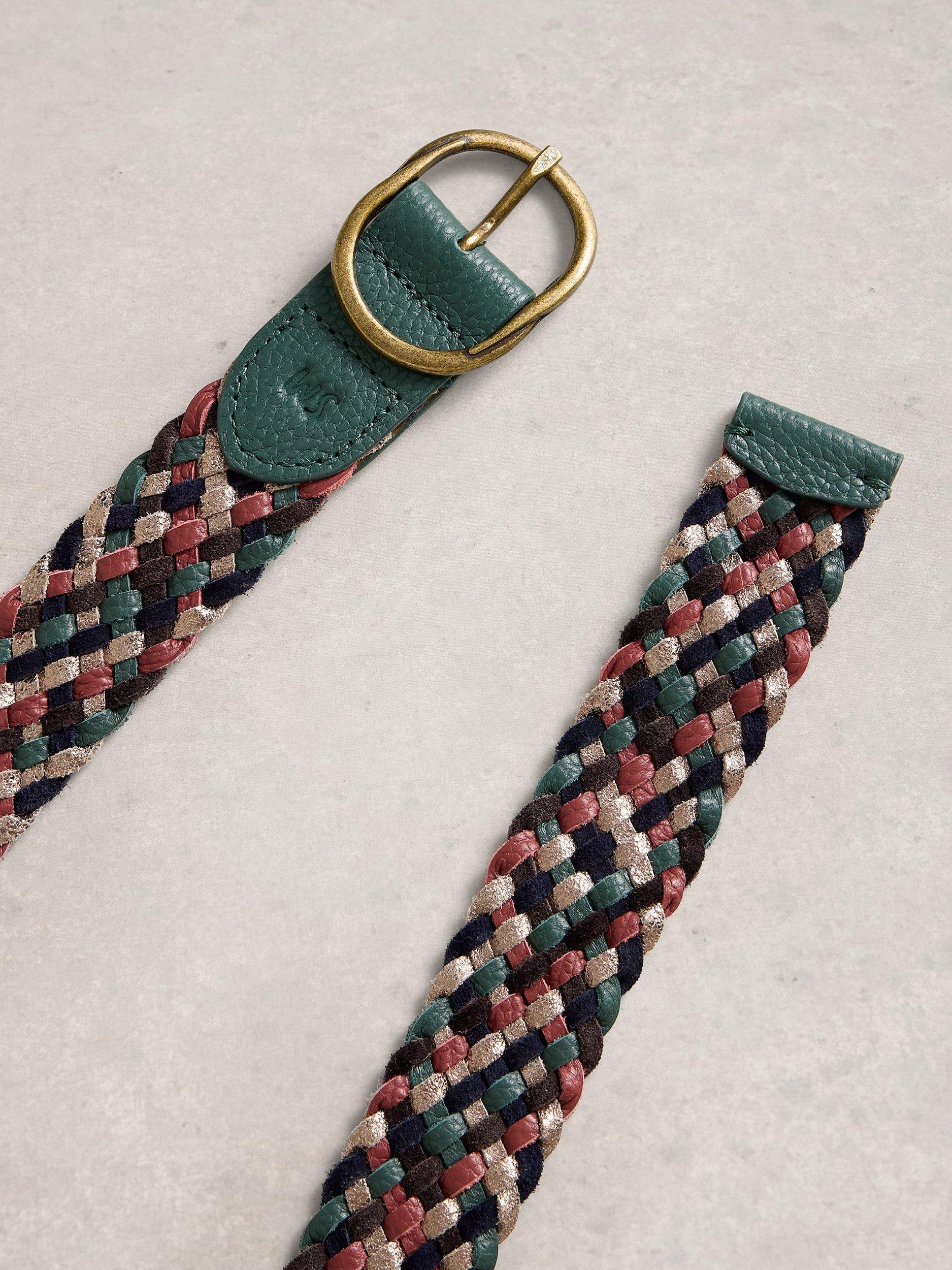 Product image 3 of 3, which shows White Stuff Leather Belt , Green/Multi, M-L