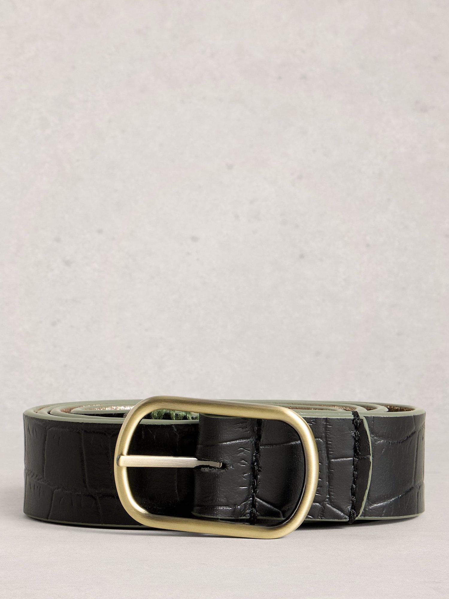 Product image 1 of 3, which shows White Stuff Reversible Leather Belt, Black/Multi, S-M