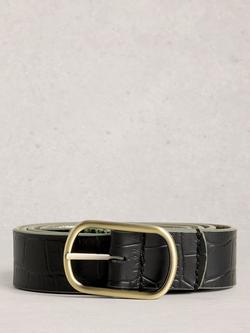 White Stuff Reversible Leather Belt, Black/Multi, Black/Multi