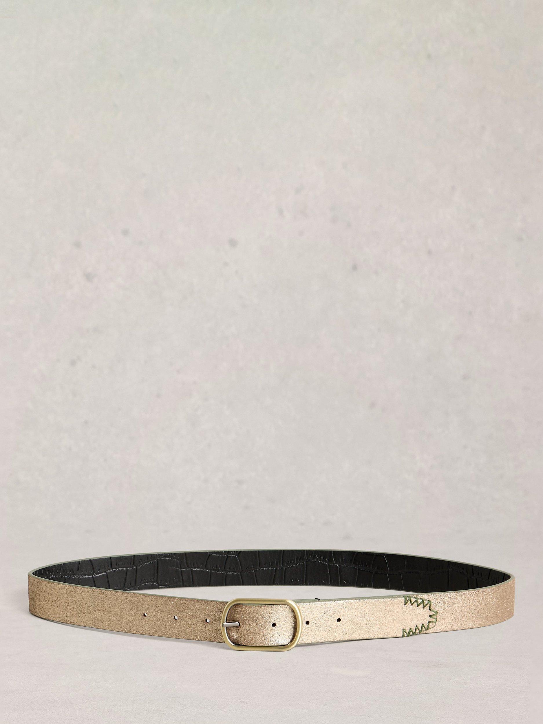 Product image 2 of 3, which shows White Stuff Reversible Leather Belt, Black/Multi, S-M