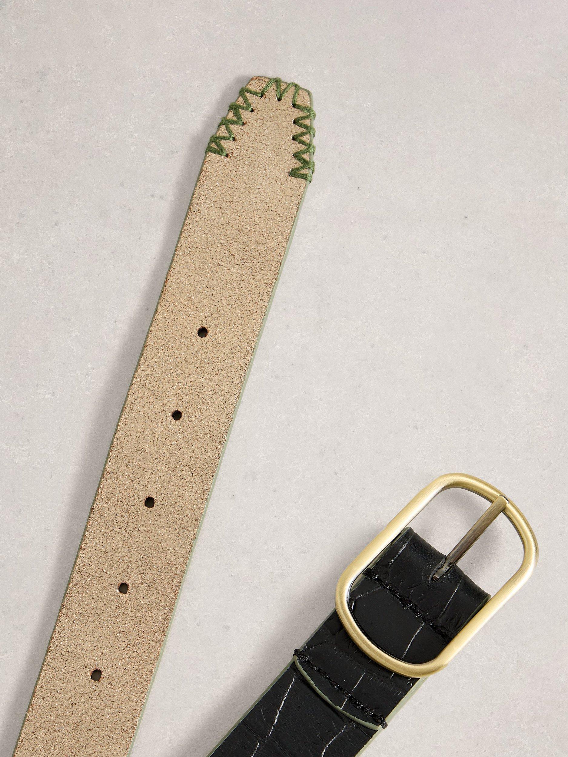 Product image 3 of 3, which shows White Stuff Reversible Leather Belt, Black/Multi, S-M