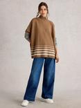 White Stuff Ivy Stripe Wool Rich Poncho, Multi