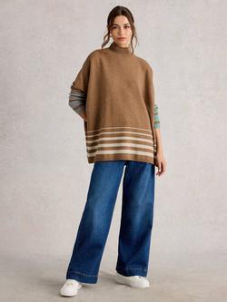 White Stuff Ivy Stripe Wool Rich Poncho, Multi, Multi