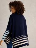 White Stuff Ivy Colour Block Wool Rich Poncho, Navy/Multi