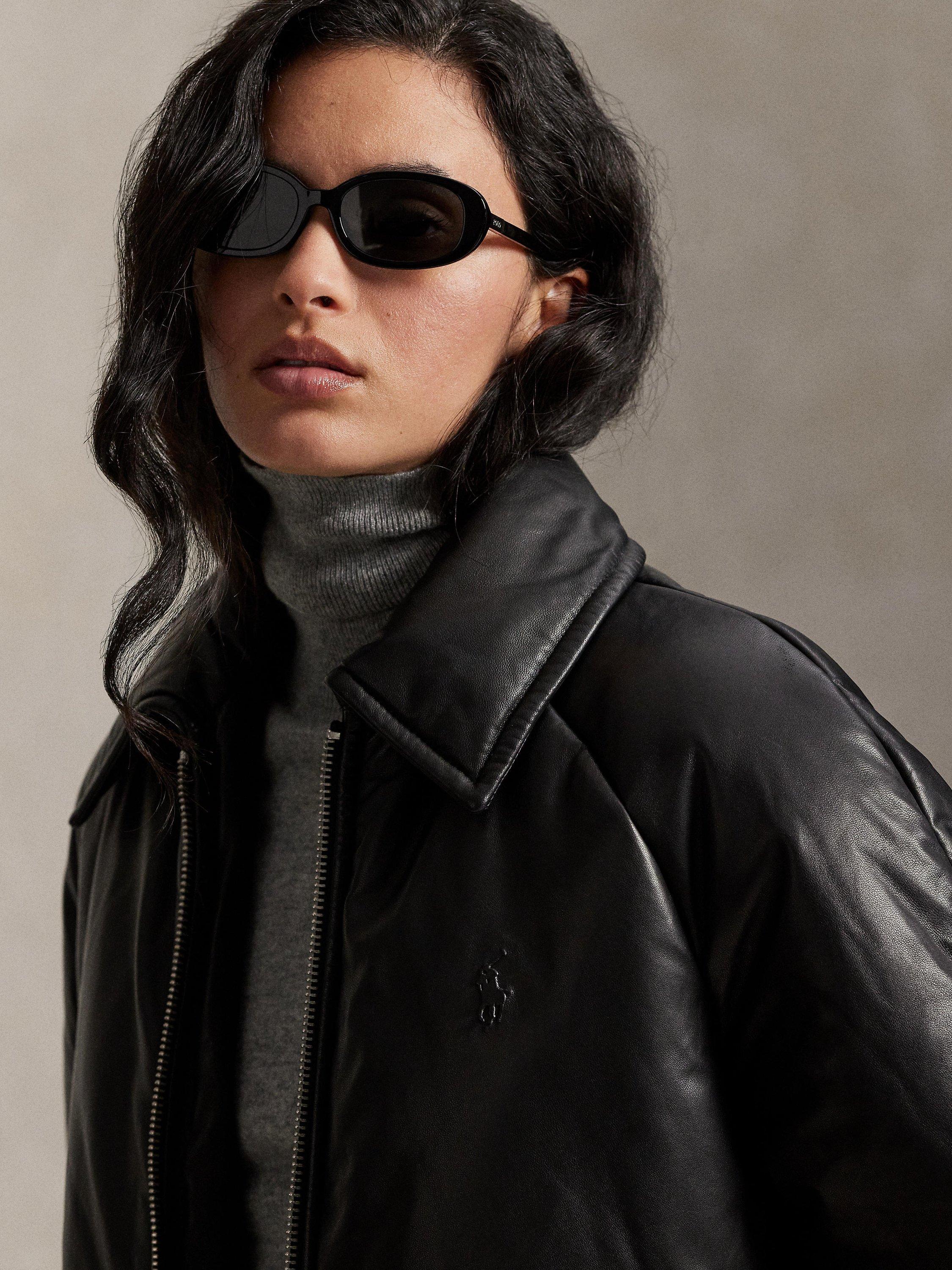 Product image 2 of 7, which shows Polo Ralph Lauren Pony Pure Leather Bomber Jacket, Black, L