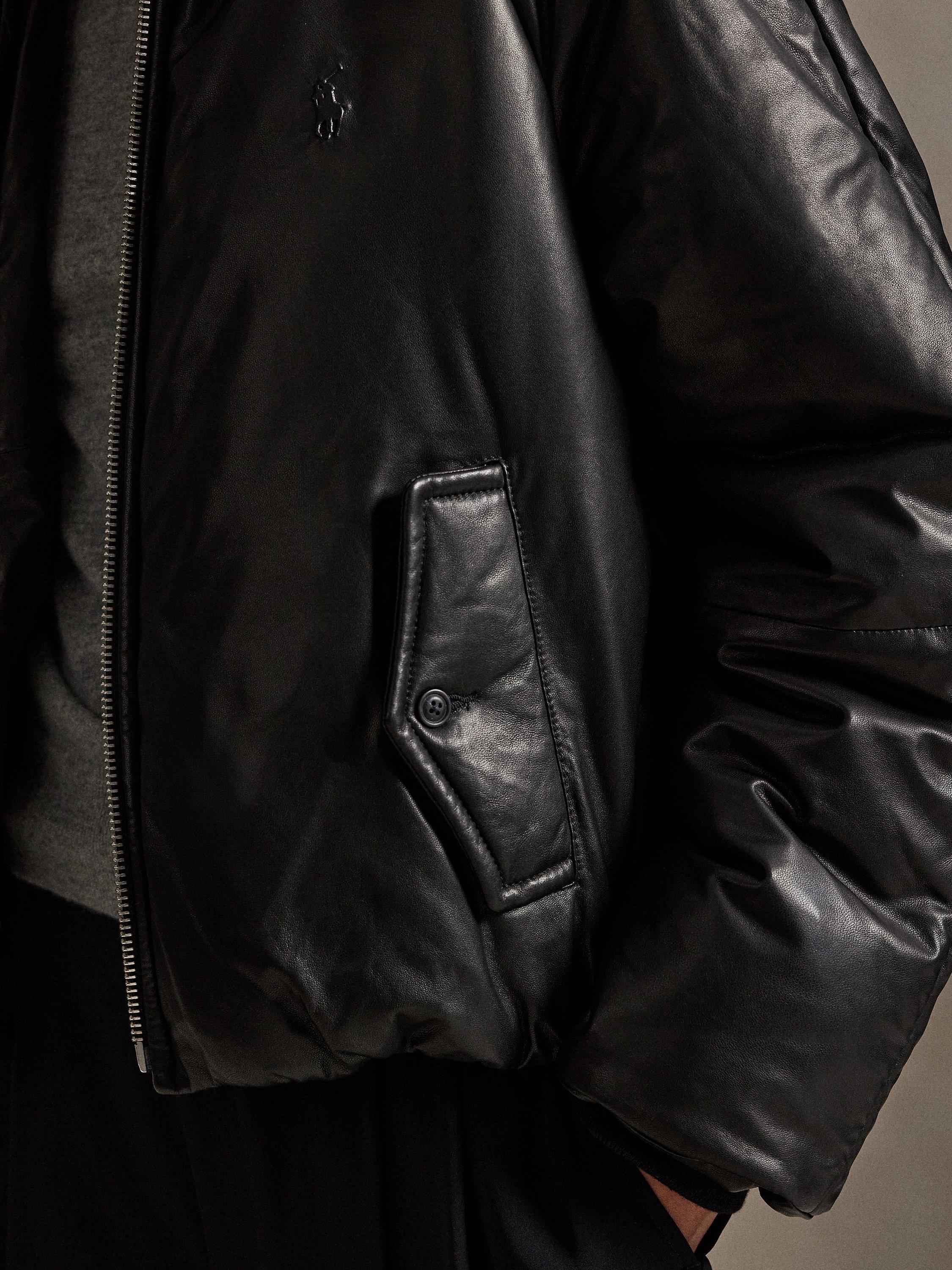 Product image 3 of 7, which shows Polo Ralph Lauren Pony Pure Leather Bomber Jacket, Black, L