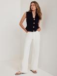 Mint Velvet Hammered Buttons Knit Waistcoat, Black