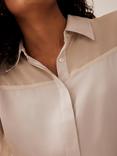 Mint Velvet Satin Long Sleeve Shirt, Natural
