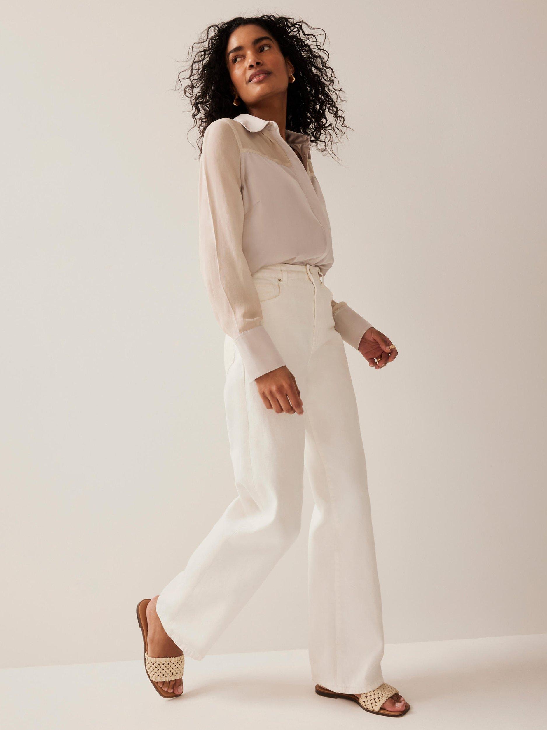 Product image 4 of 7, which shows Mint Velvet Satin Long Sleeve Shirt, Natural, XS