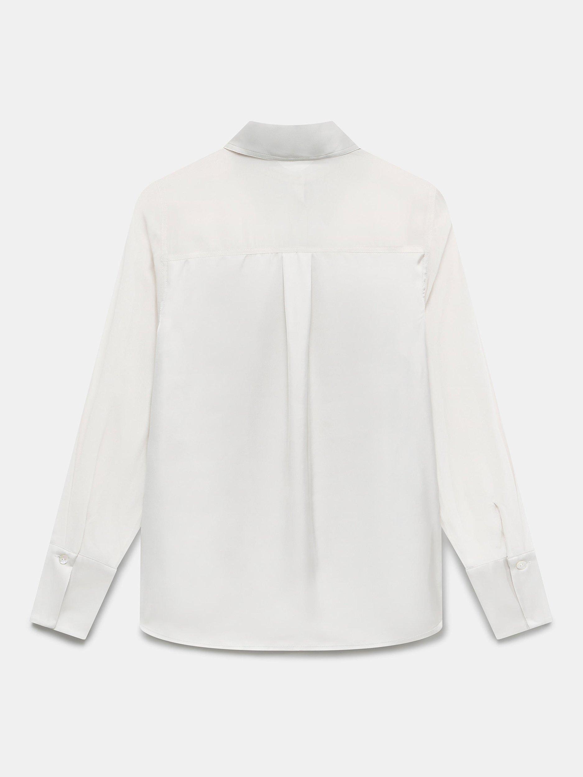 Product image 7 of 7, which shows Mint Velvet Satin Long Sleeve Shirt, Natural, XS