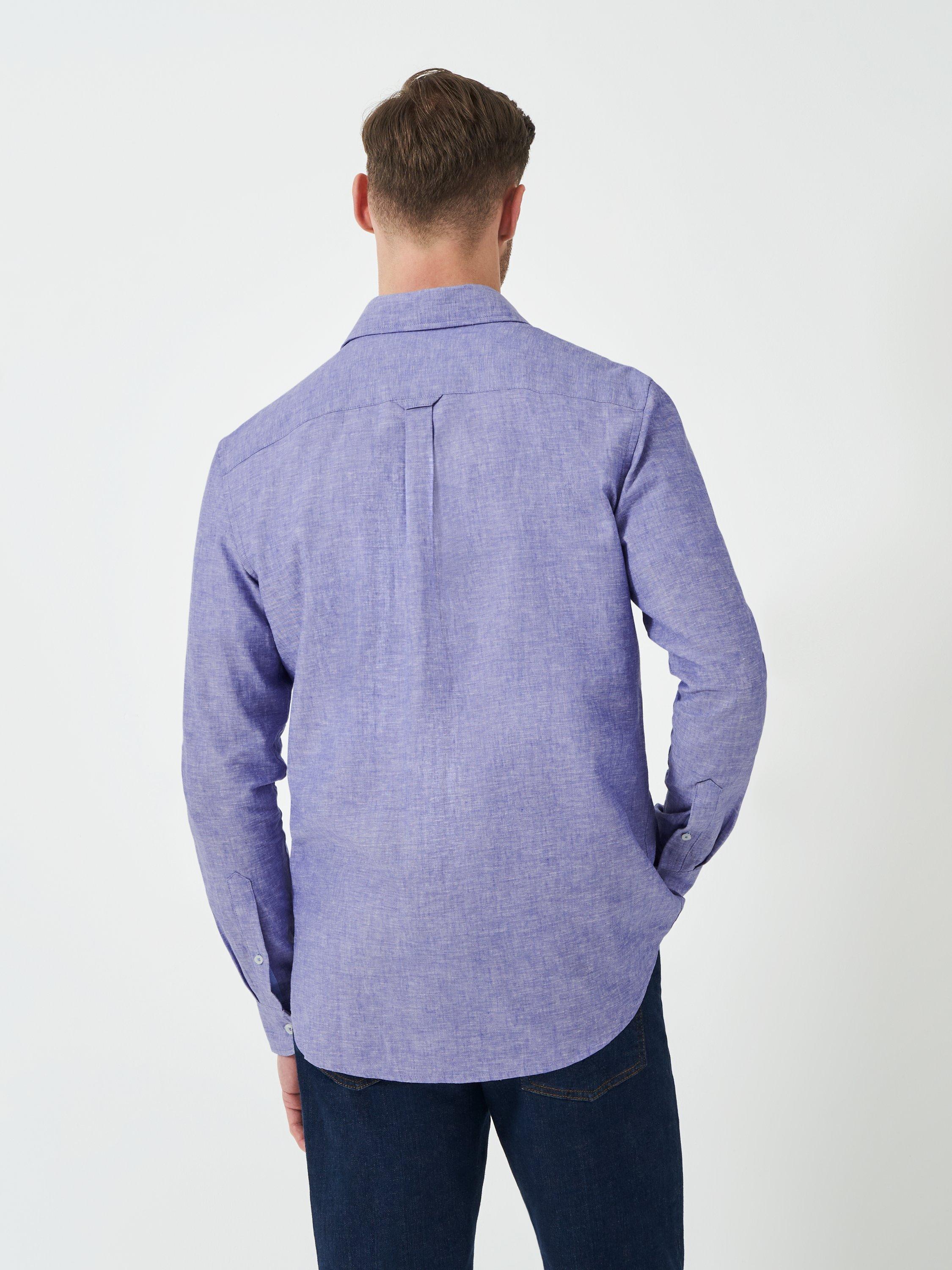 Product image 2 of 5, which shows Crew Clothing Linen Cotton Blend Shirt, Bright Blue, L