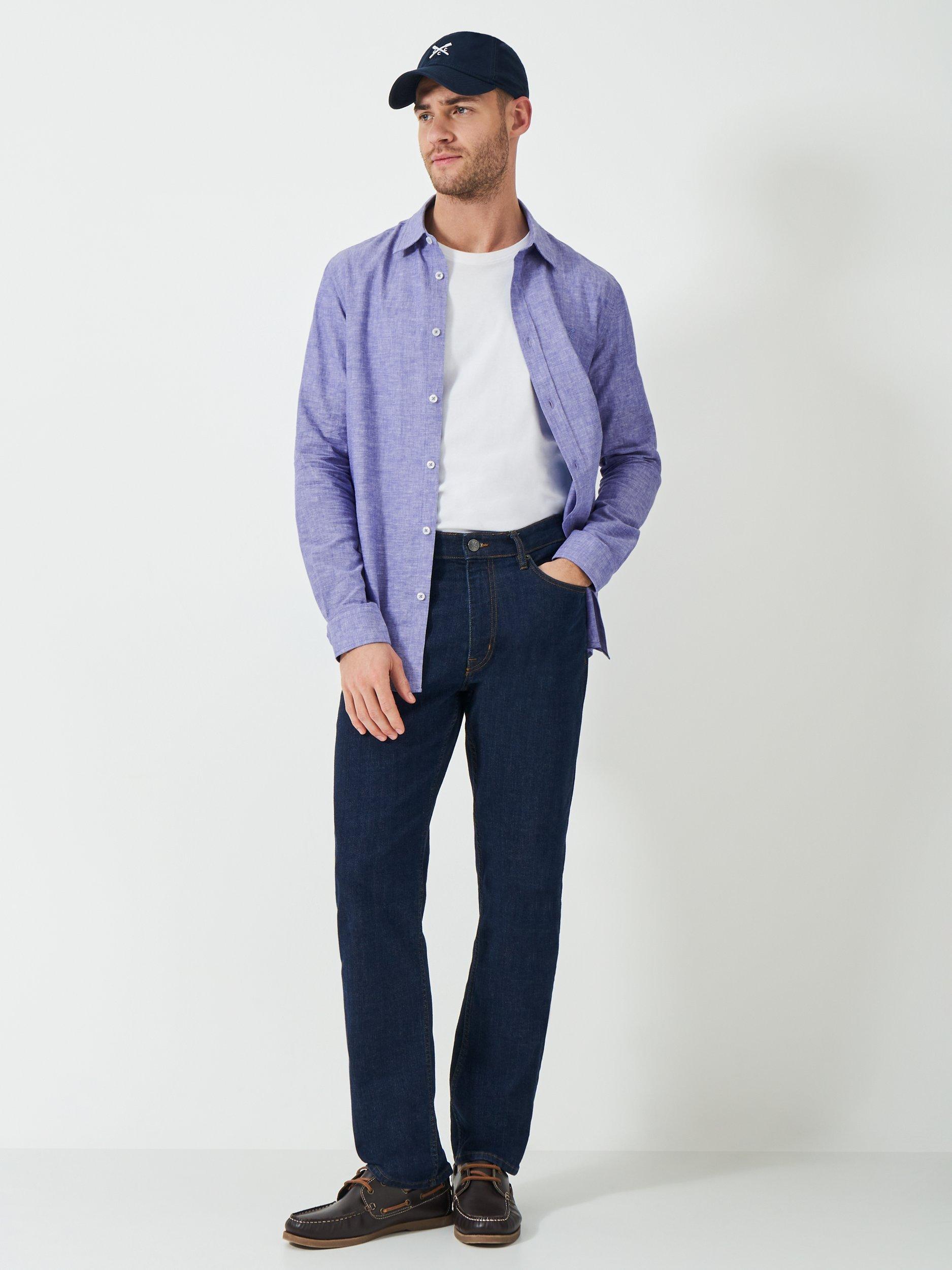 Product image 3 of 5, which shows Crew Clothing Linen Cotton Blend Shirt, Bright Blue, L