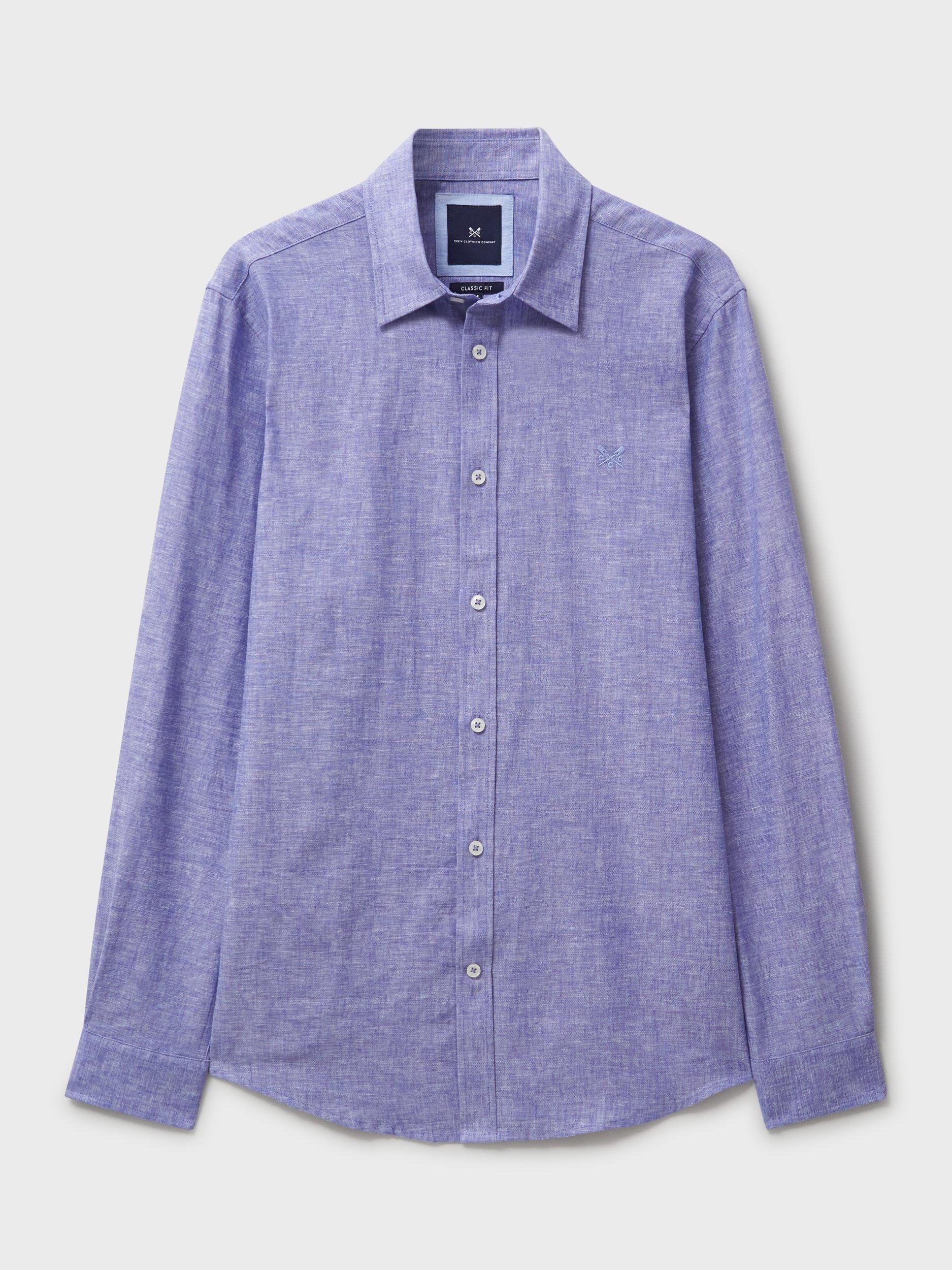 Product image 5 of 5, which shows Crew Clothing Linen Cotton Blend Shirt, Bright Blue, L