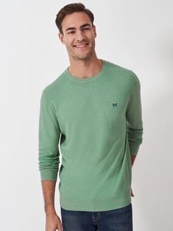 Crew Clothing Cotton Linen Blend Crew Neck Jumper, Light Green