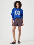 HUSH Margot Stripe Pull On Shorts, Chocolate/Blue