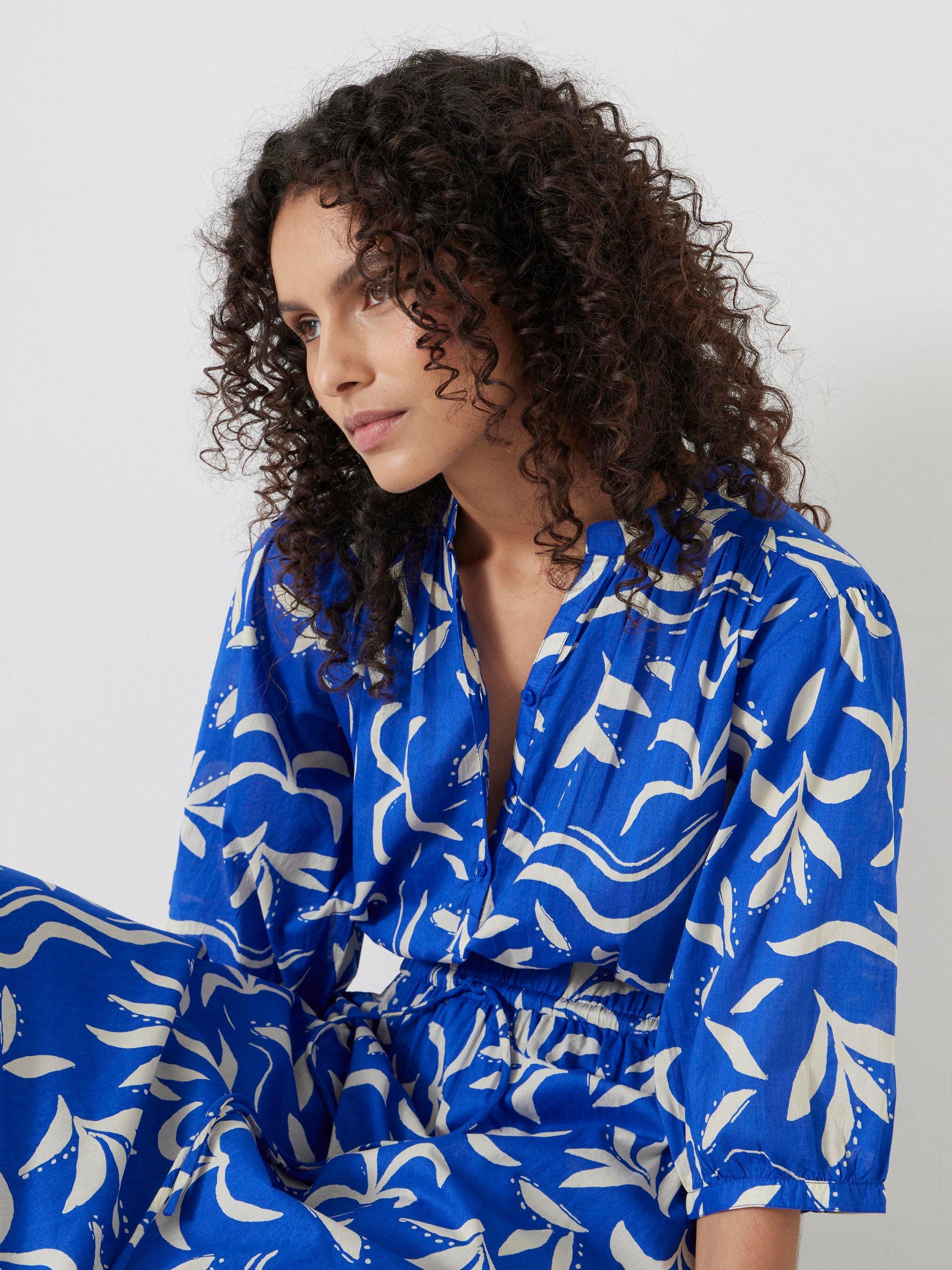 Product image 2 of 5, which shows HUSH Lhea Abstract Palm Midi Dress, Blue/Multi, 10