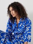 HUSH Lhea Abstract Palm Midi Dress, Blue/Multi