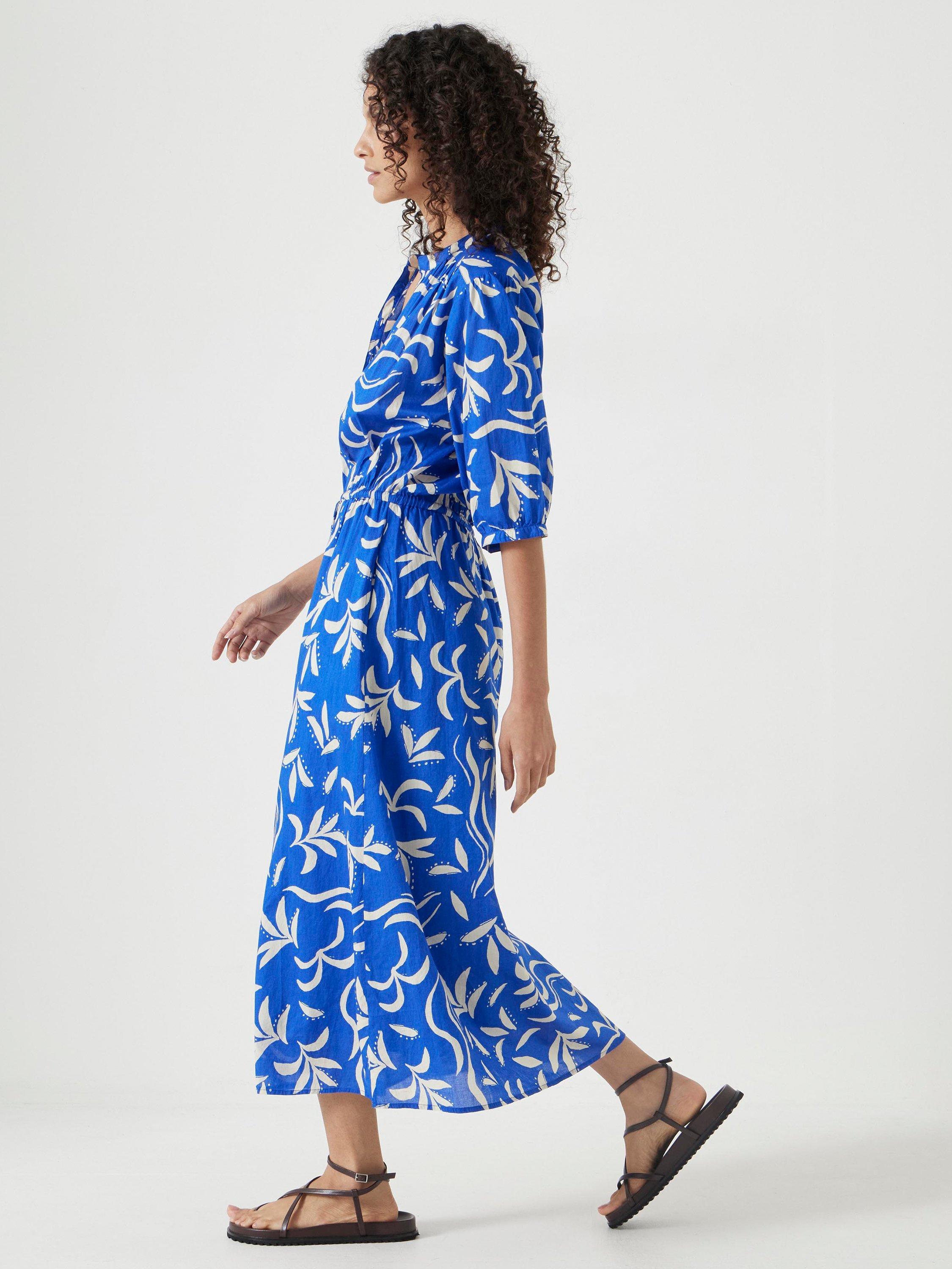 Product image 5 of 5, which shows HUSH Lhea Abstract Palm Midi Dress, Blue/Multi, 10