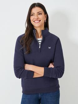 Crew Clothing Cotton-Blend Half-Zip Sweatshirt, Dark Blue, Dark Blue