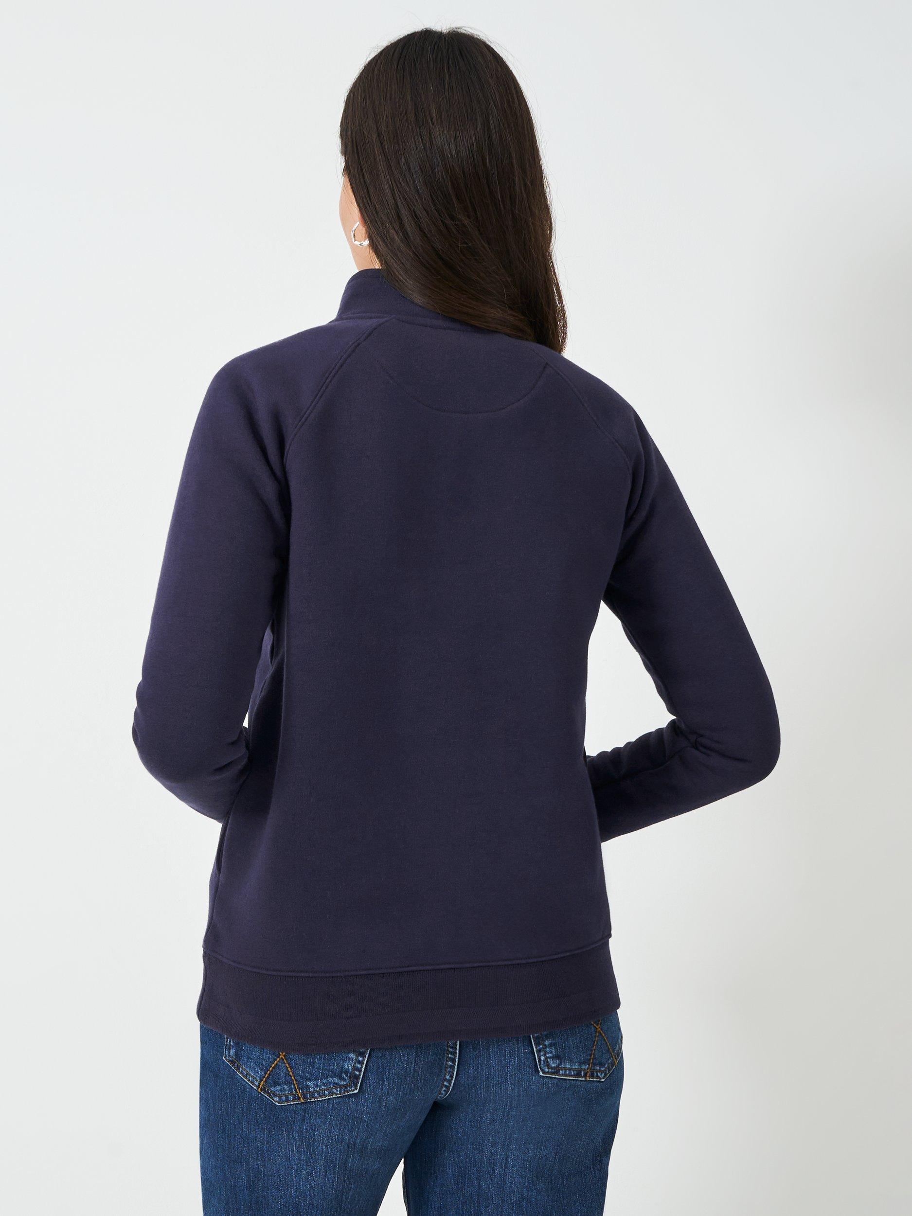 Product image 2 of 5, which shows Crew Clothing Cotton-Blend Half-Zip Sweatshirt, Dark Blue, 10