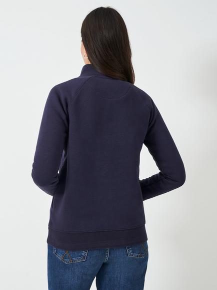 Crew Clothing Cotton-Blend Half-Zip Sweatshirt, Dark Blue - view 2, Dark Blue