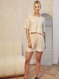 Chi Chi London High Waist Crochet Shorts, Cream