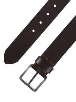 HUGO BOSS BOSS Jeeko Leather Belt, Black - view 2, Dark Brown