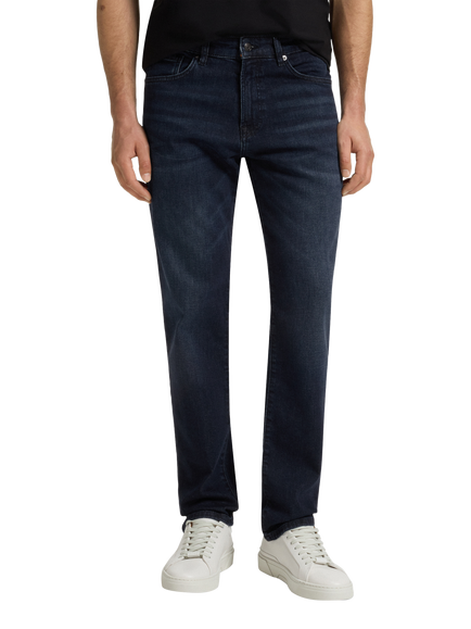 HUGO BOSS BOSS Regular Fit Mid Rise Jeans, Dark Blue, Dark Blue