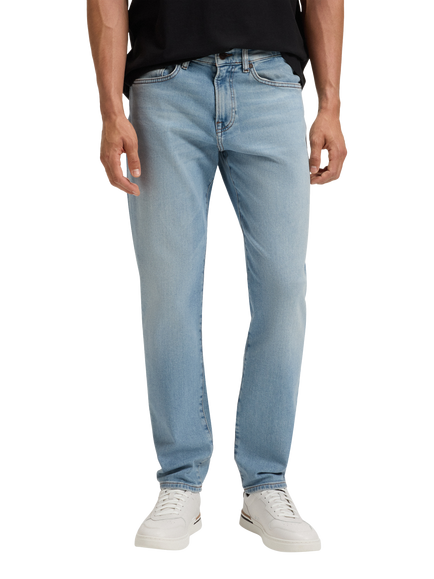 HUGO BOSS BOSS Regular Fit Mid Rise Jeans, Bright Blue, Bright Blue