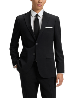 BOSS Wool Blend Single Breasted Slim Fit Suit Jacket, Black, Black