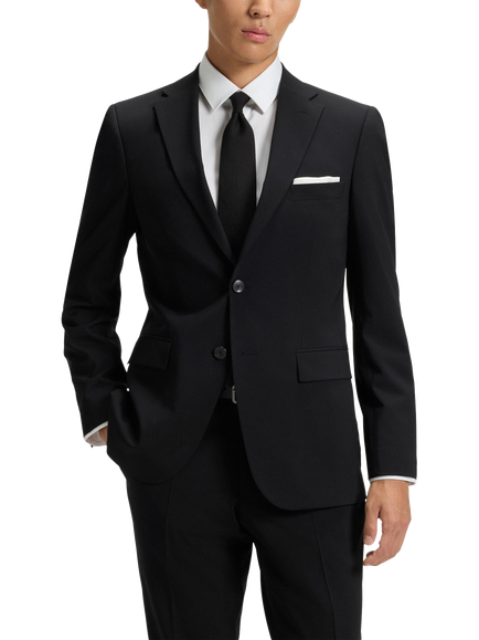 BOSS Wool Blend Single Breasted Slim Fit Suit Jacket, Black, Black