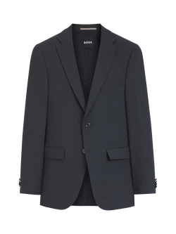 BOSS Wool Blend Single Breasted Slim Fit Suit Jacket, Dark Grey - view 2, Dark Grey